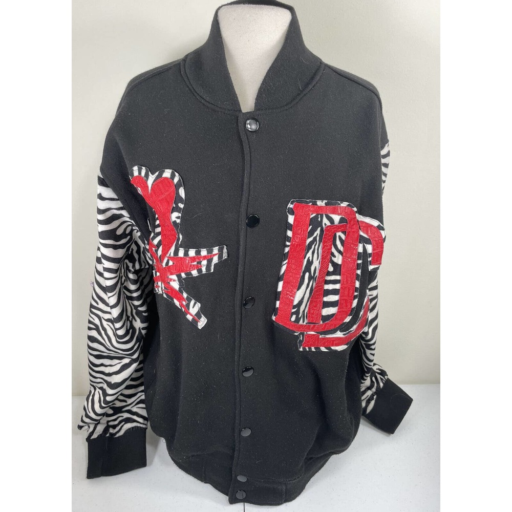 Bare Fox Letterman Jacket XL DC Pirate Patches Broken Heart One Color One World